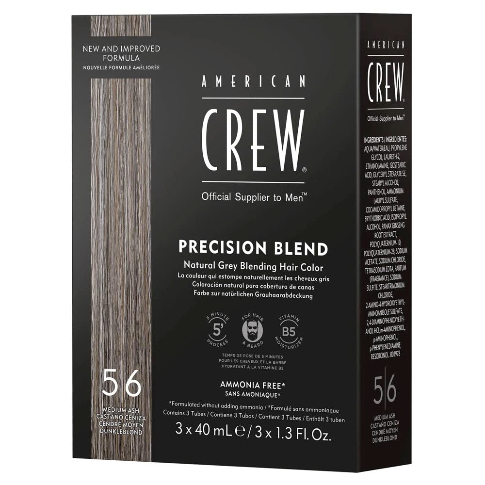 American Crew gray hair color Medium Ash application swatches illustrate natural gray coverage.