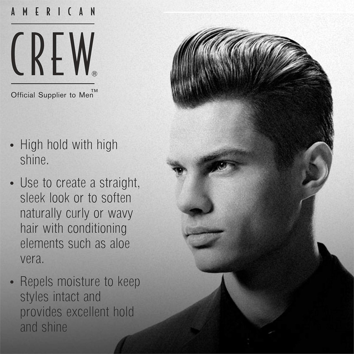 American Crew Grooming Cream applied to towel-dried hair for sleek look
