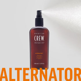 Product label on American Crew Hair Spray highlights medium hold and shine.