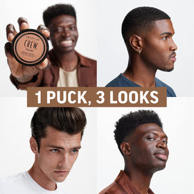 American Crew Pomade texture close-up highlighting medium hold for textured looks.
