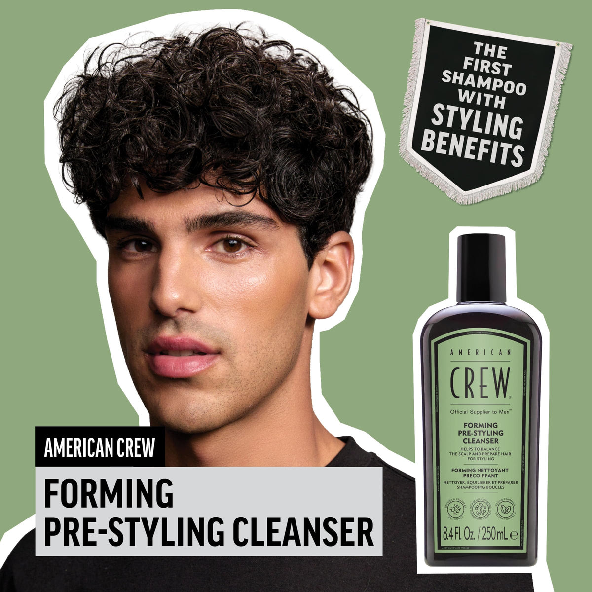 American Crew pre-styler cleanser lather demonstrates gentle cleansing for textured hair.