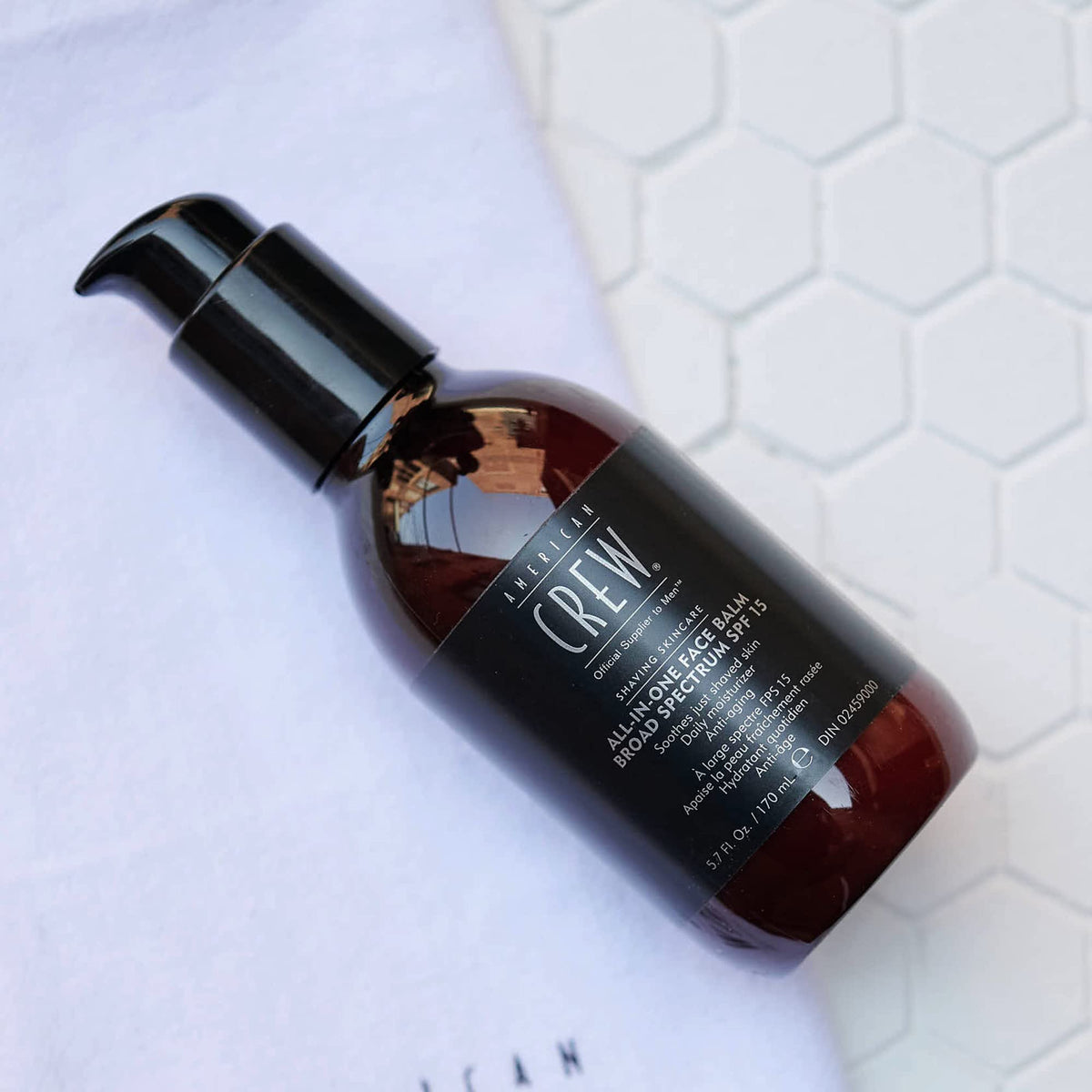 American Crew SPF 15 formula protects skin after shaving.