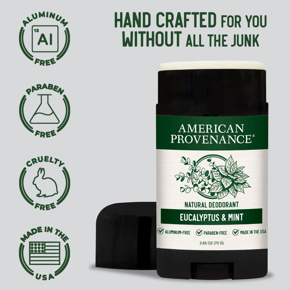 American Provenance eucalyptus mint scent delivers cooling, refreshing underarm experience.