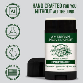 American Provenance eucalyptus mint scent delivers cooling, refreshing underarm experience.