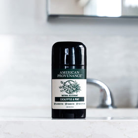 American Provenance USA-made cruelty-free label on the deodorant container.