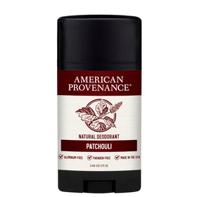 American Provenance patchouli deodorant stick close-up for all-day freshness.