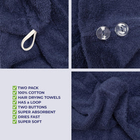 26 by 10 inch towels by American Soft Linen suitable for head wrapping.