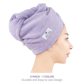 American Soft Linen cotton hair towel measures 26x10 inches for efficient drying