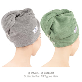 American Soft Linen hair turban wrap in light gray for quick, gentle styling.