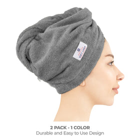American Soft Linen head towel cap with adjustable two buttons for a secure fit.