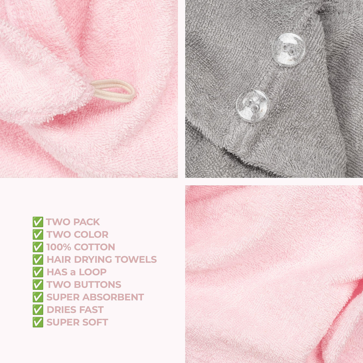 American Soft Linen light grey-pink head towel cap color close-up, stylish and gentle.