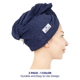 American Soft Linen turban wrap for long hair keeps curls in place.