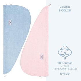 Two-pack cotton hair towels keep your routine ready