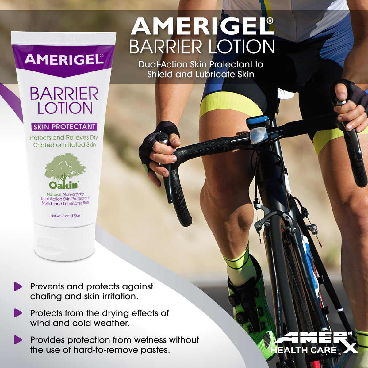 AMERIGEL Barrier Lotion 6oz jar back view shows invisible protective layer reducing friction