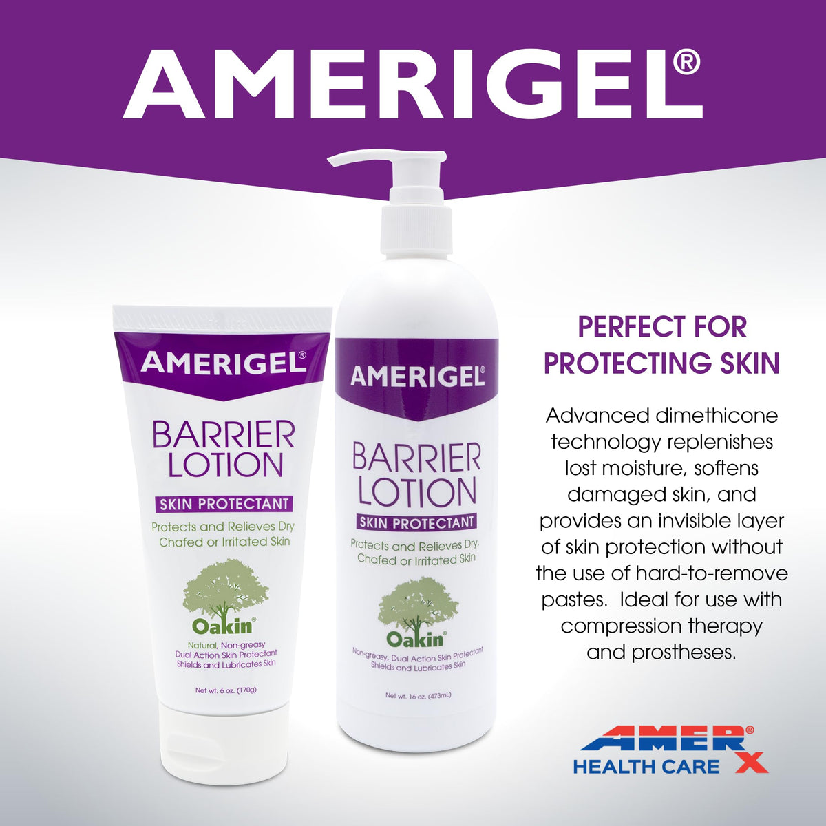 AMERIGEL Barrier Lotion prosthesis comfort supports longer wear and day-long ease