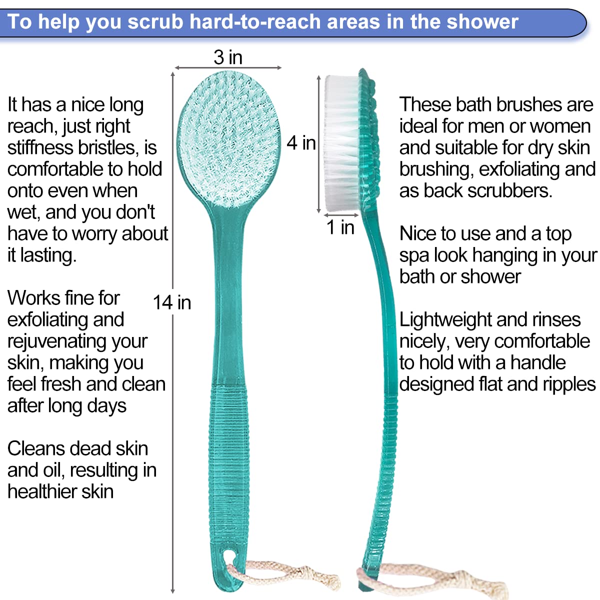 AmerWASH Plus back brush shows medium stiff bristles for balanced exfoliation.