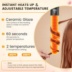 Amgcive ceramic tourmaline barrel 1 inch for classic curls with bounce.