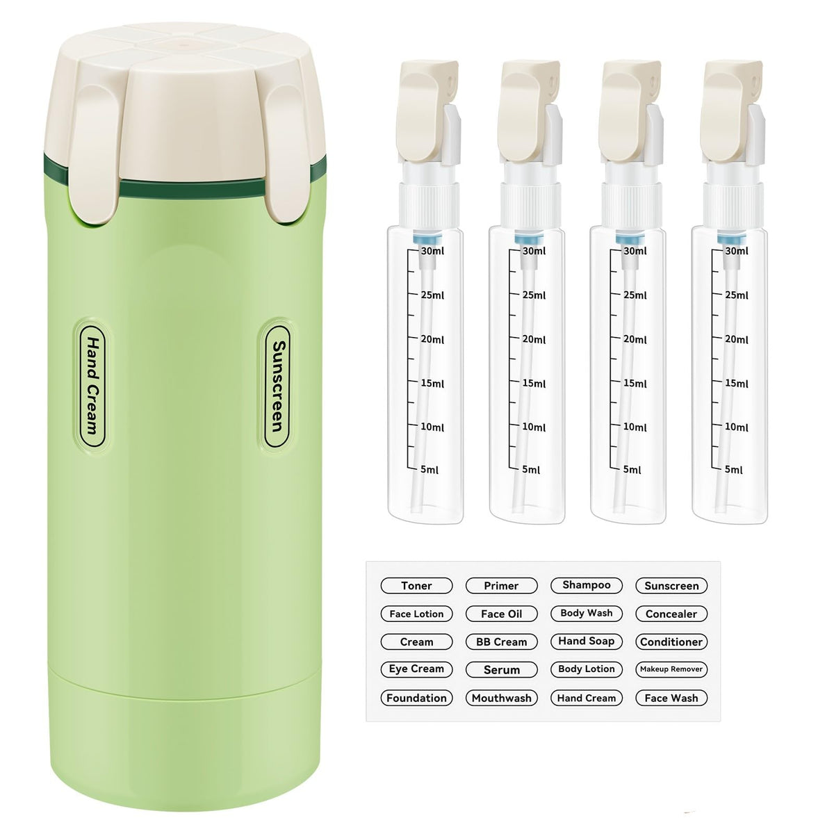 Amiarc 4-in-1 travel dispenser bottles with 30ml capacity ideal for carry-on packing.