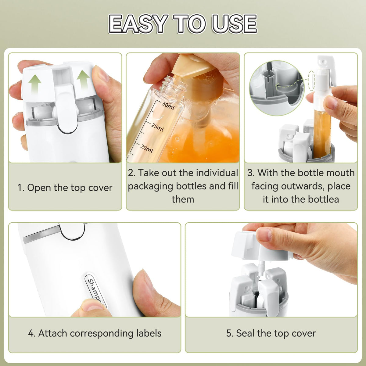 Amiarc 30ml lotion bottle with leak-proof seal prevents spills.