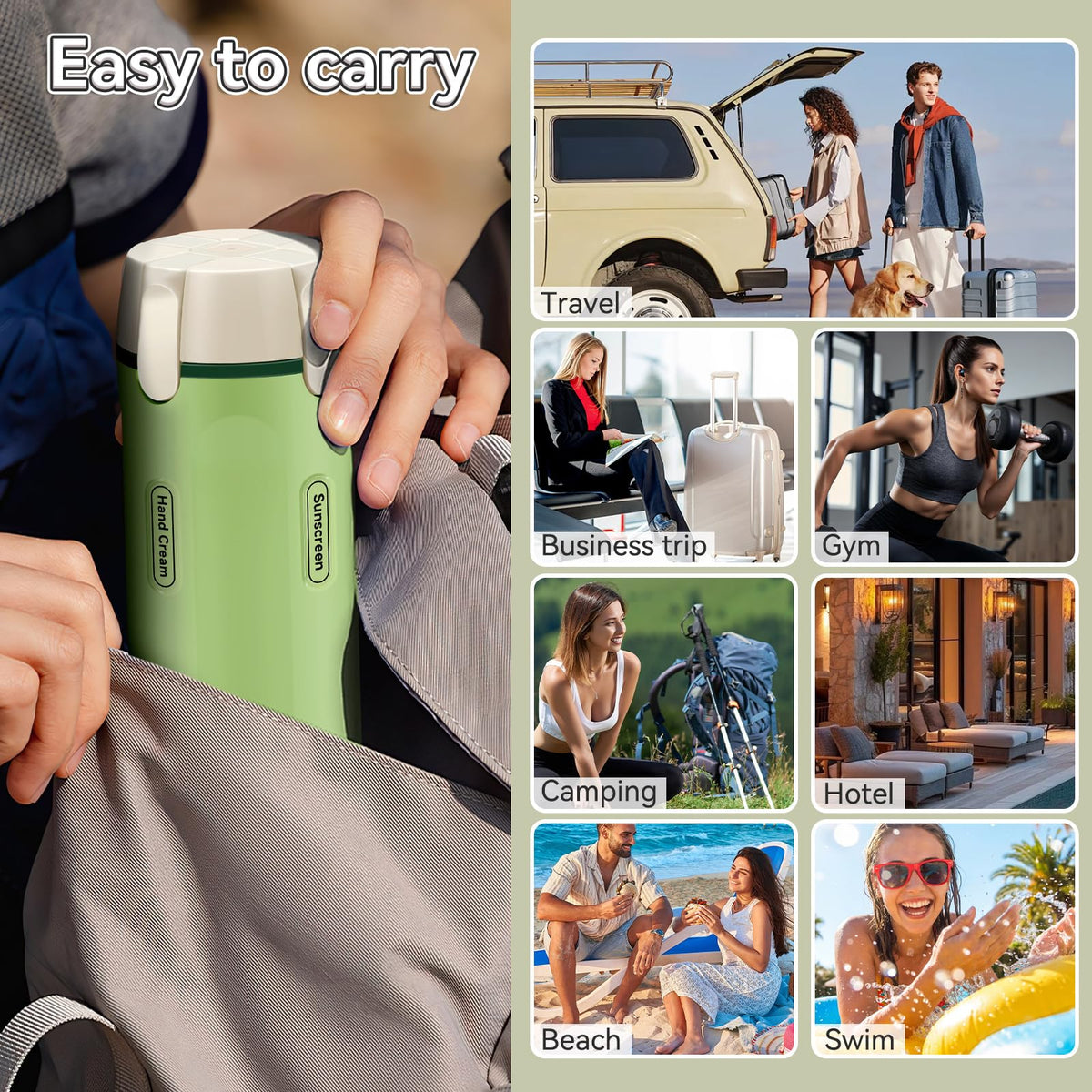 Amiarc pre-printed labels help identify shampoo, conditioner, body wash, and lotion.