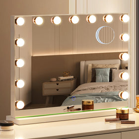 Amifiy Hollywood vanity mirror 23x18 with bright frame supports precise makeup application.