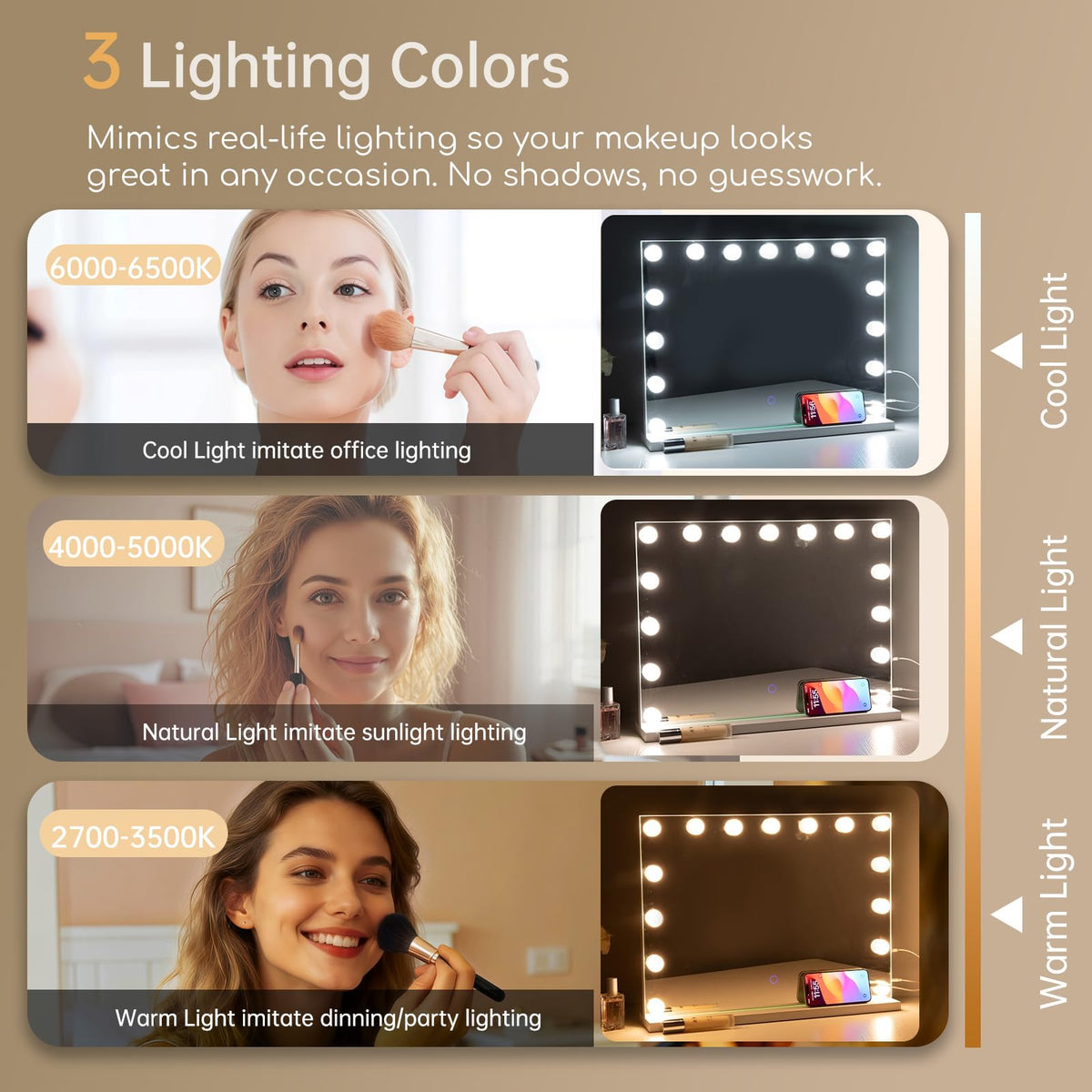 Amifiy dimmable LED lights offer warm to natural tones for color accuracy.