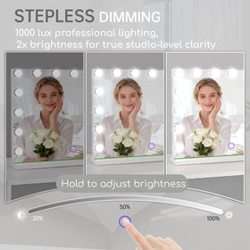 Detachable 10x magnifier on Amifiy vanity mirror for precise eye makeup.