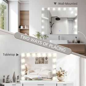 Wall-mounted Amifiy vanity mirror in a bedroom for space-saving elegance.