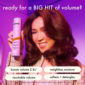 Amika Big Hit bottle side view emphasizing sleek design and nourishing hydration.