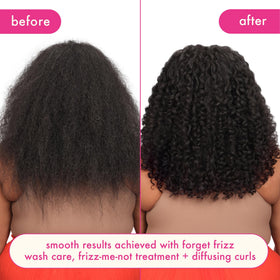 Amika Forget Frizz conditioner cap close-up highlights premium formula.
