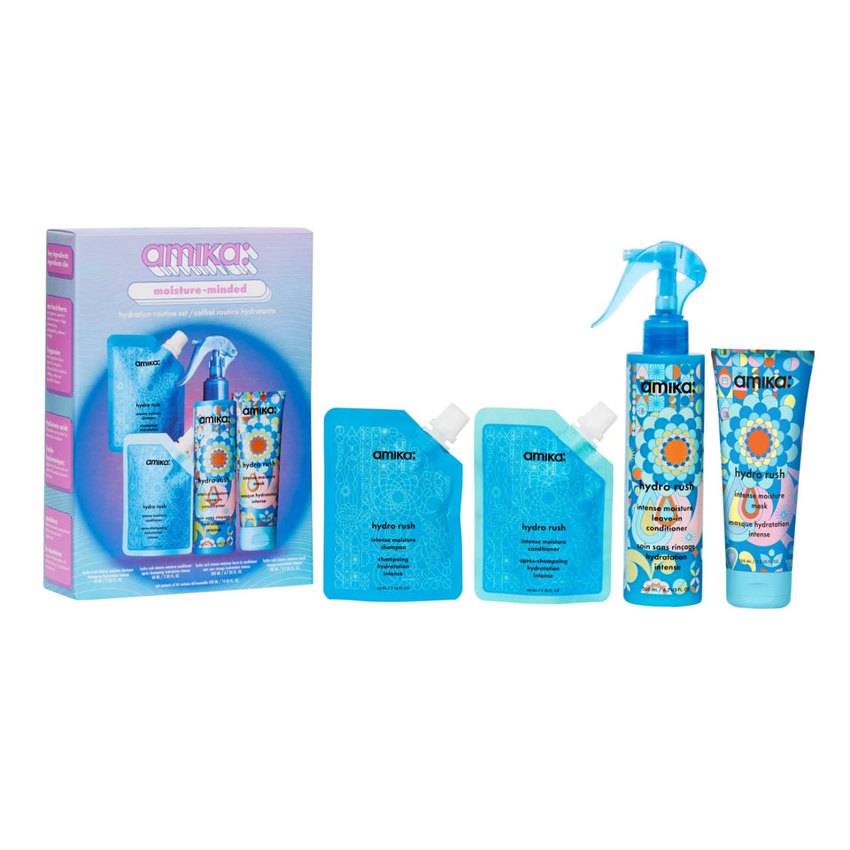 Amika Hydro Rush Shampoo bottle for deep moisture