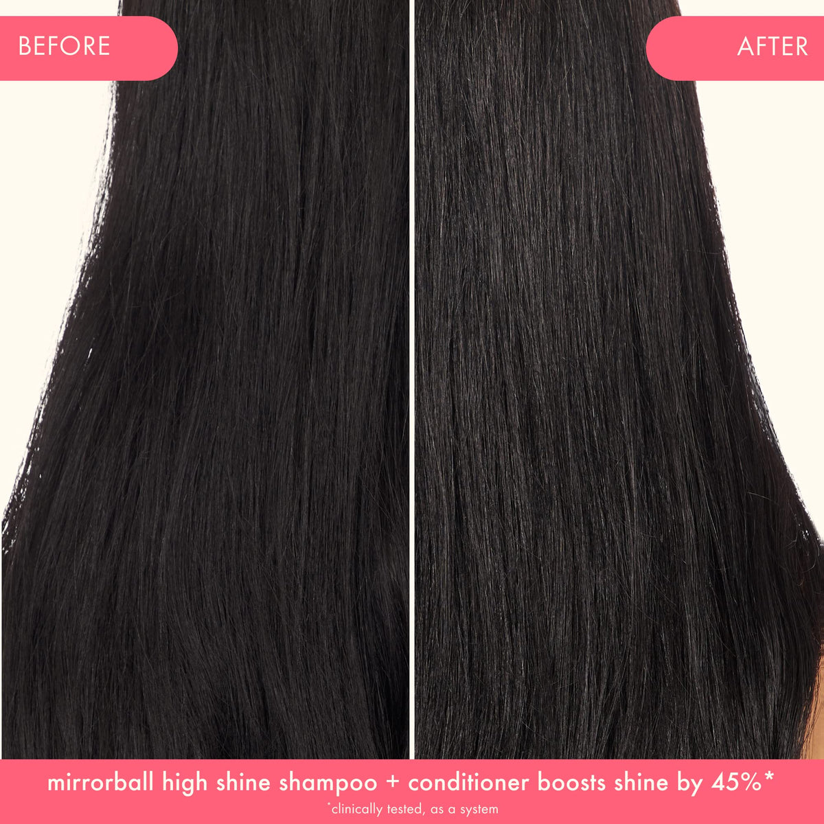 Amika Mirrorball Shampoo close up shows glossy finish and color friendly care