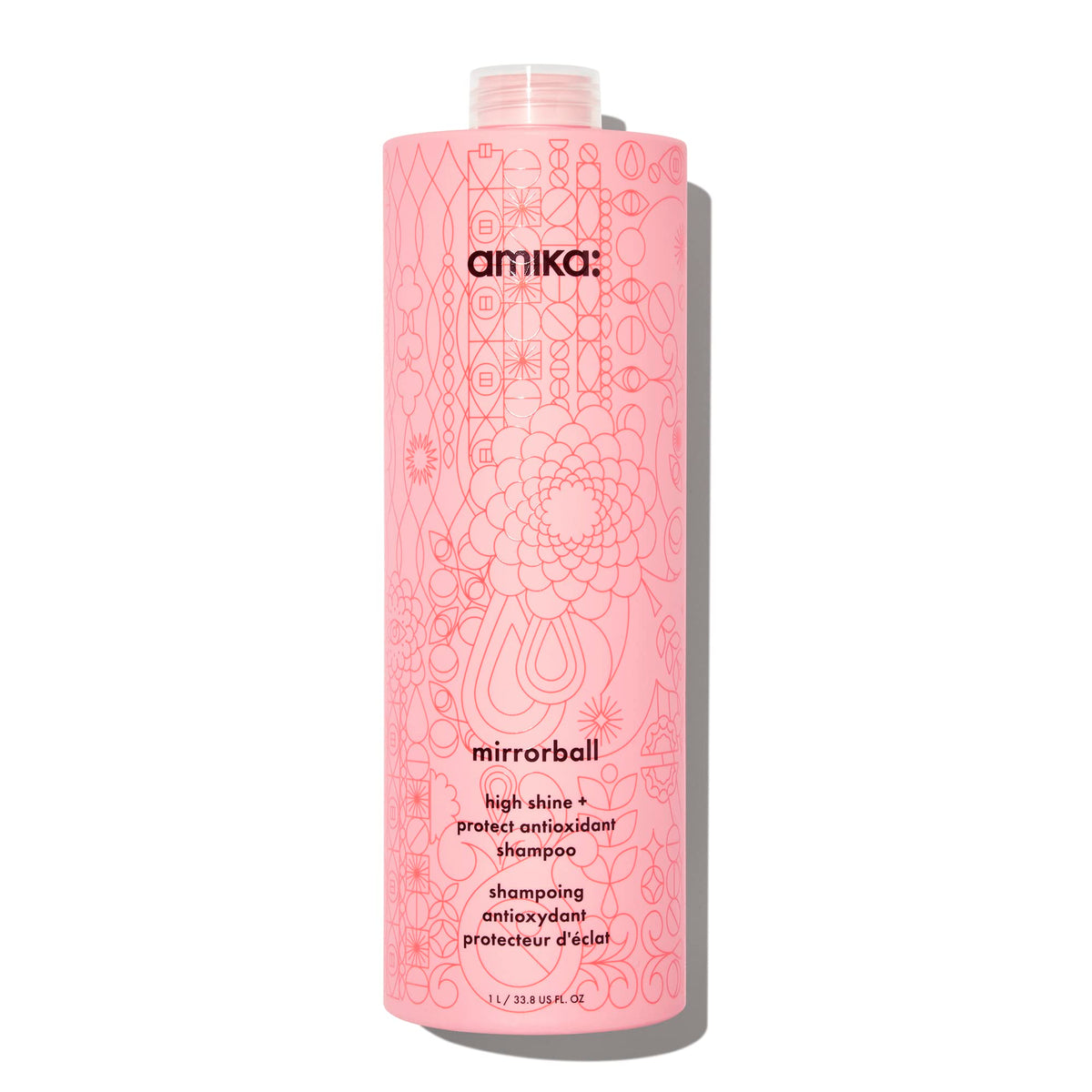 Amika Mirrorball Shampoo bottle pour highlights radiant shine and ease of application