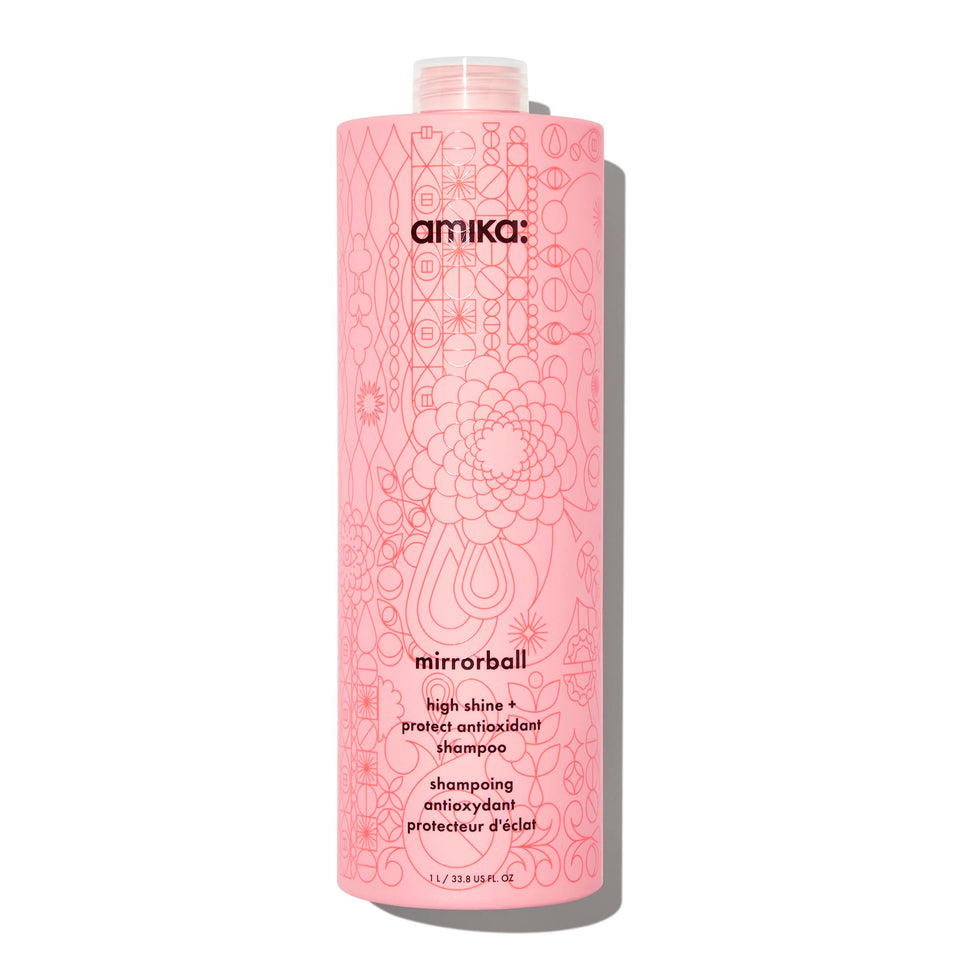Amika Mirrorball Shampoo bottle pour highlights radiant shine and ease of application