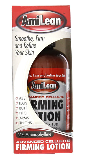 AmiLean cellulite cream bottle showing a potent formula for firmer skin.