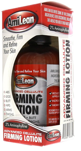 AmiLean firming lotion application shot illustrating fast absorption and a non-greasy feel.