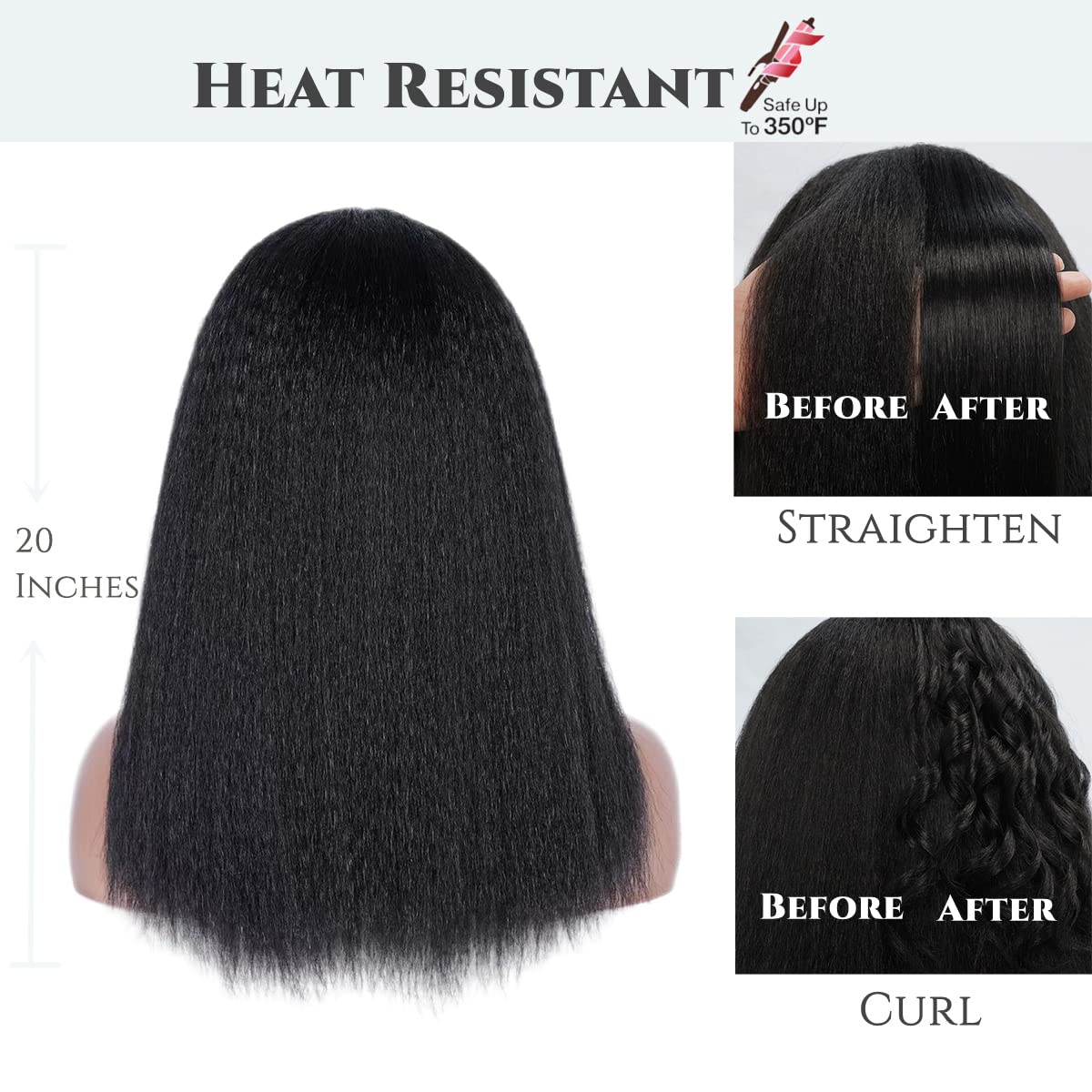 Aminow wig with adjustable cap and 3 combs for secure fit.
