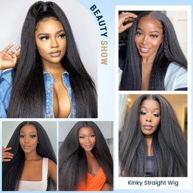 Aminow Kinky Straight Lace Front Wig supports versatile day-to-night styling.