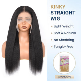 Aminow Kinky Straight Lace Front Wig offers premium synthetic texture.