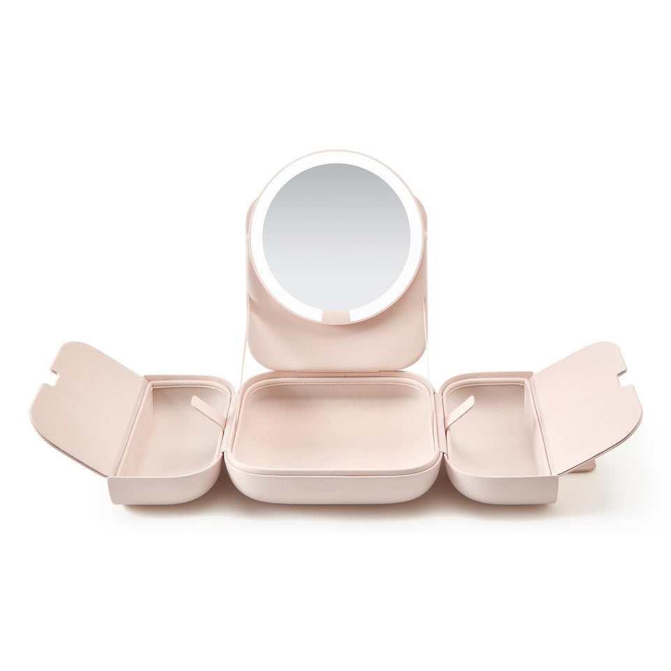 AMIRO M2 Cude travel makeup bag with mirror open for easy on-the-go vanity.