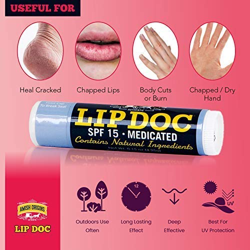 Amish Origins natural ingredients visual: gentle lip care from botanical actives.
