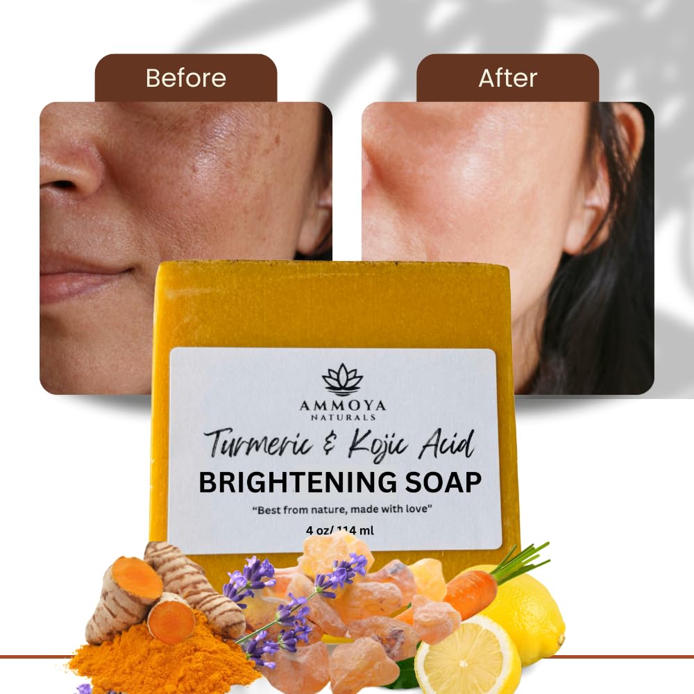 Ammoya Naturals Turmeric Soap next to water to suggest daily cleansing ritual.
