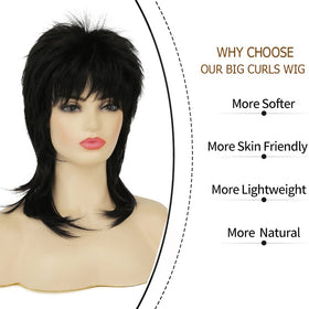 Amnenl mullet wig curls ideal for 80s cosplay and looks.