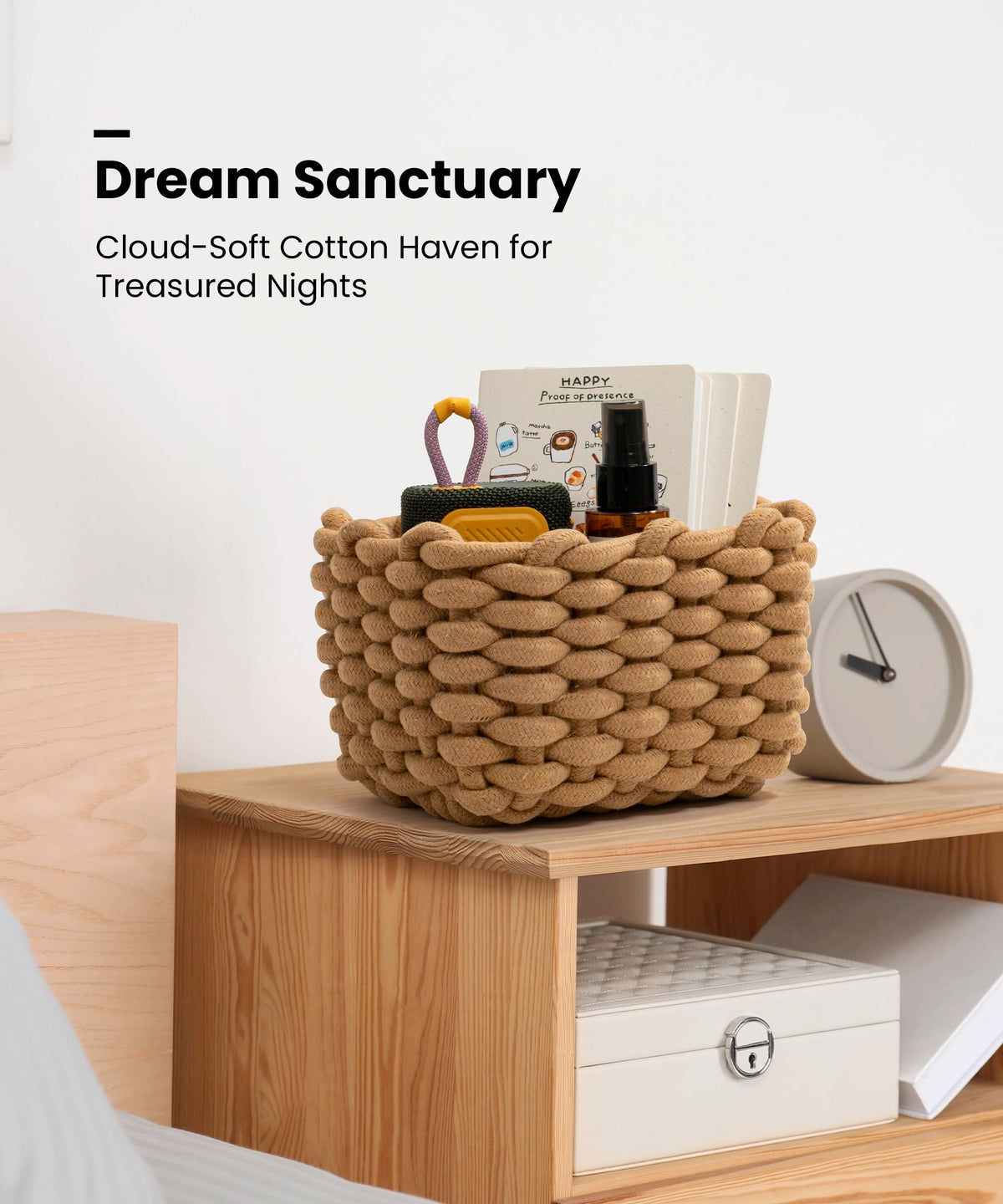 AmorousCat nightstand remote organizer stores remotes and glasses at a glance.