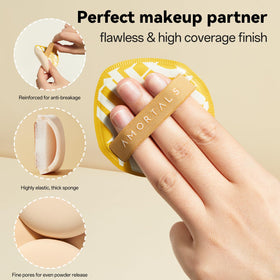 AMORTALS Liquid Makeup Puff ergonomic grip for steady blending.