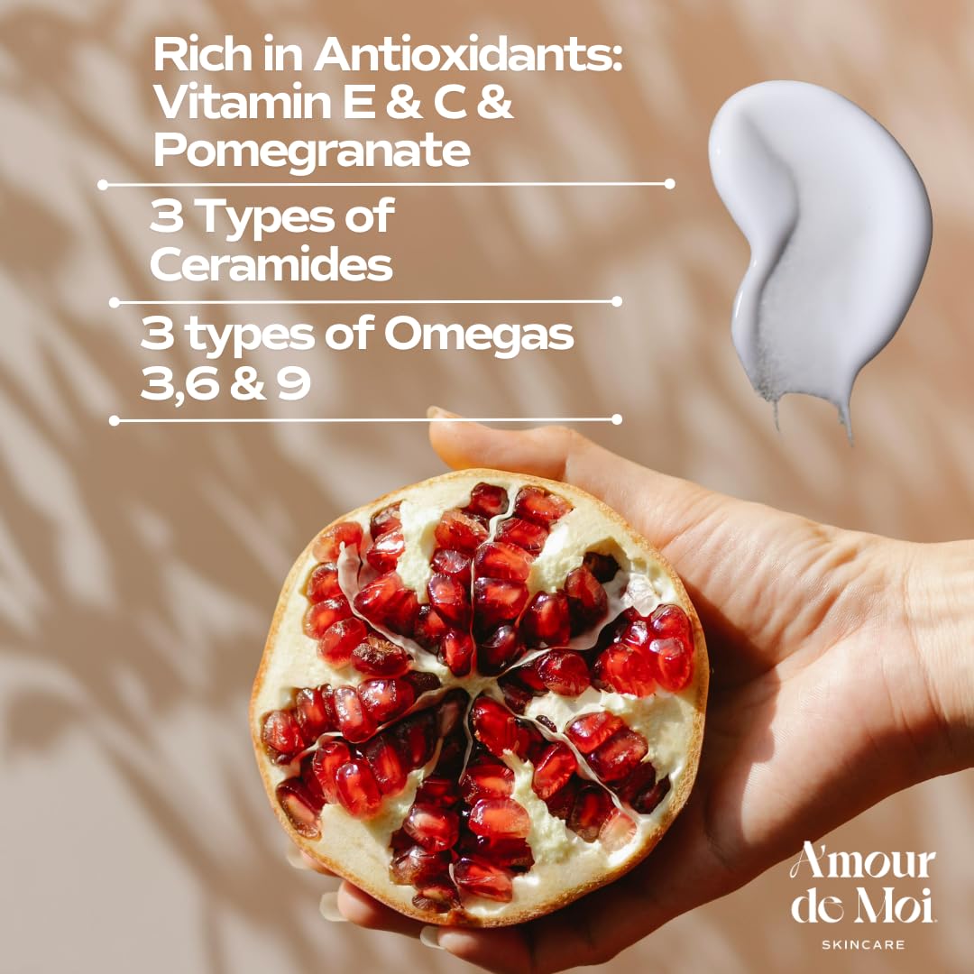 Jar of Amour De Moi ADM Omega moisturizer open for quick daily hydration.