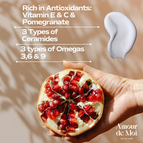 Jar of Amour De Moi ADM Omega moisturizer open for quick daily hydration.