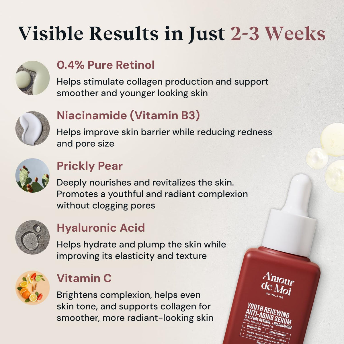 Amour De Moi prickly pear oil highlight showing nourishing botanical blend for hydration
