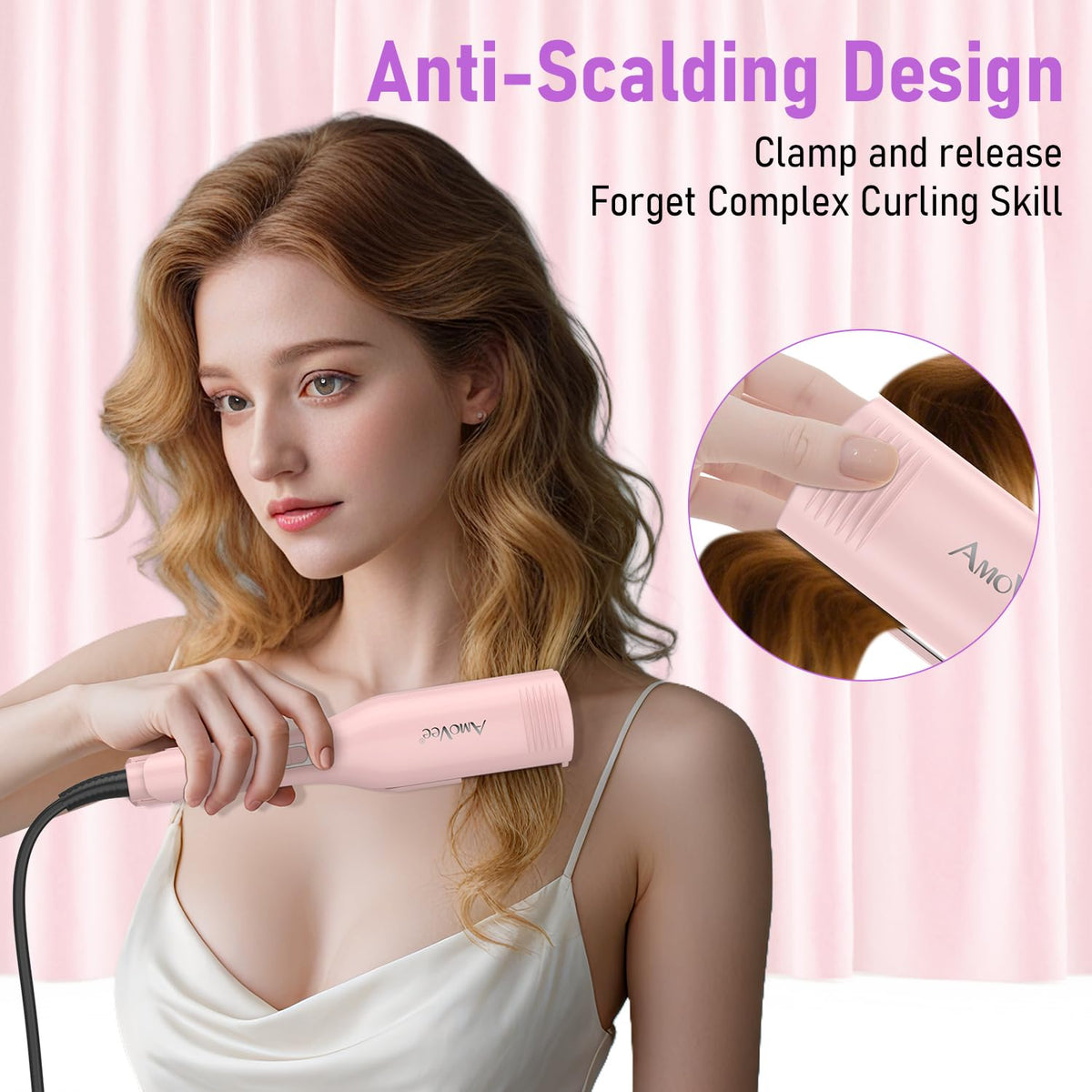 AmoVee Hair Crimper with PTC rapid heating for fast styling