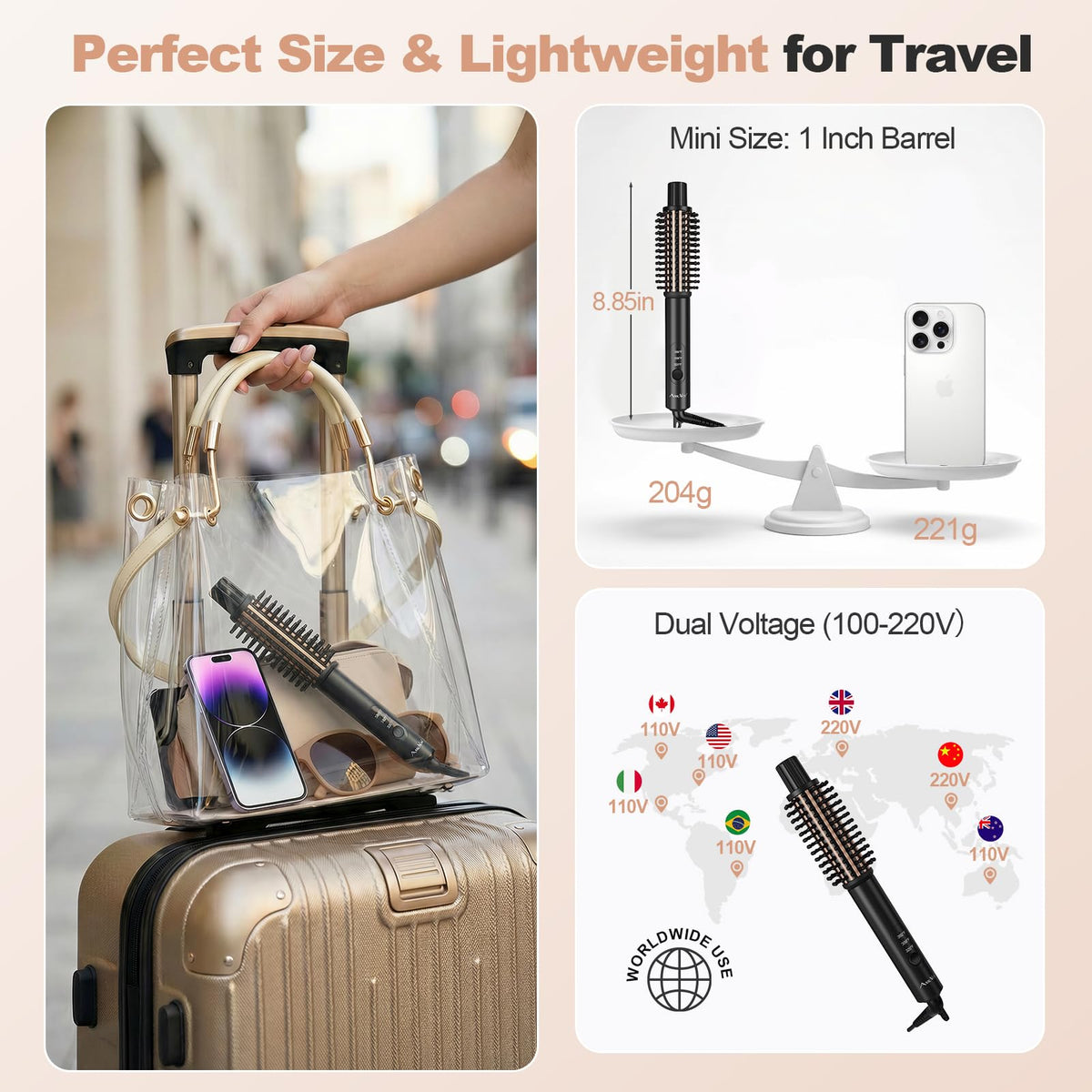 AmoVee lightweight and compact design suitable for bags
